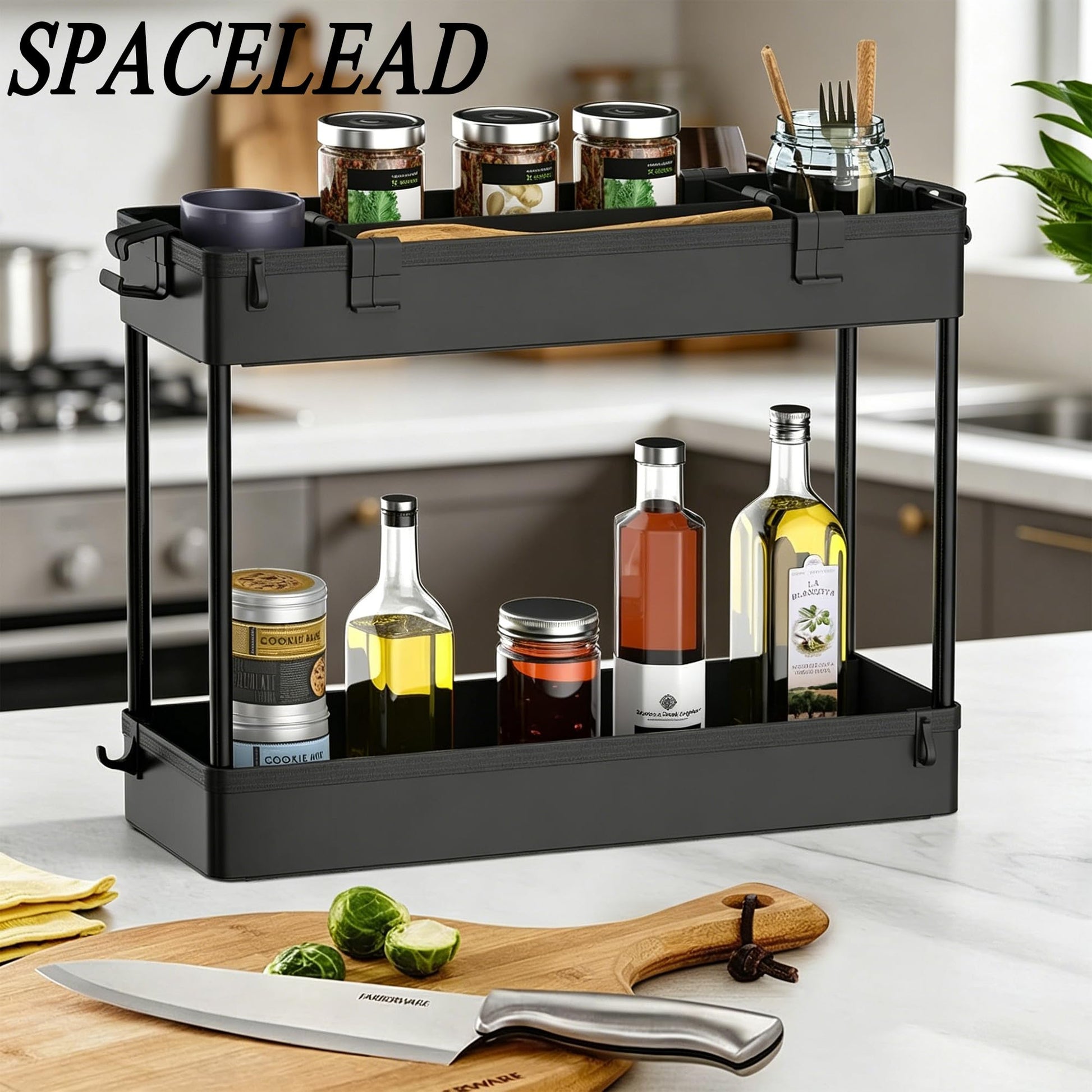SPACELEAD Slim Storage Cart 3 Tier,Bathroom Organizer Rolling Utility,Mobile Shelving Unit Slide
