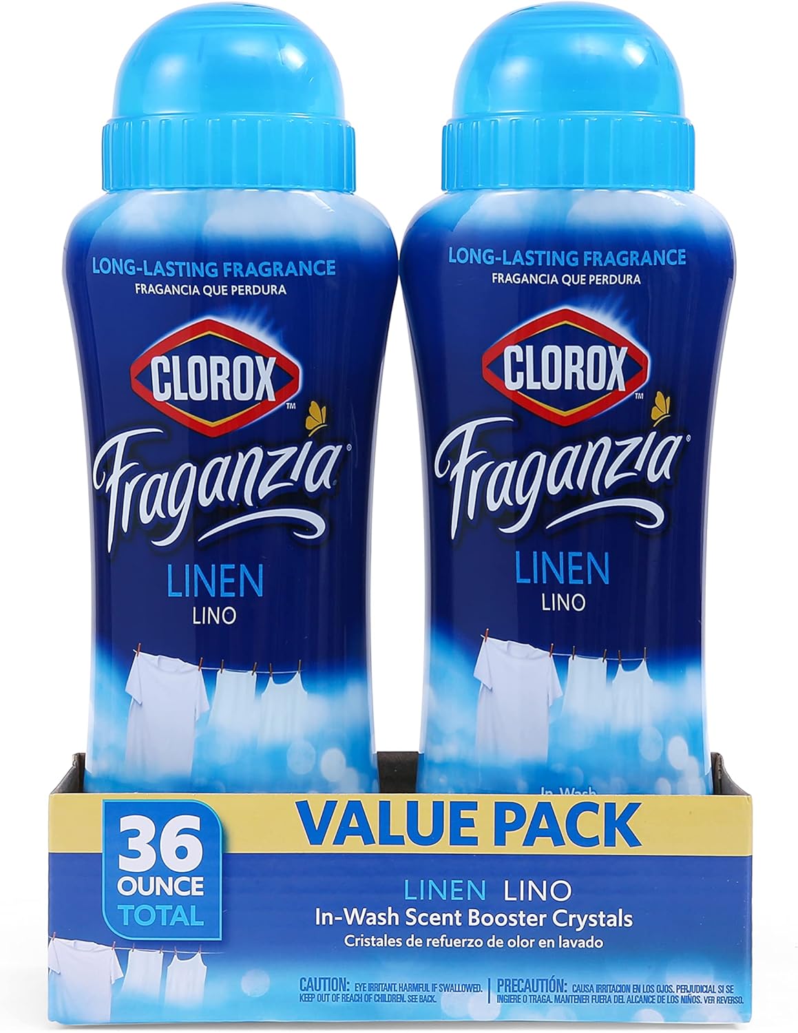 Clorox Fraganzia Laundry Scent Booster Crystals in Linen Scent - Scented In-Wash Freshener Beads for Fresh, Clean, Great Smelling Clothes and Linens, 18 Oz - 2 Pack