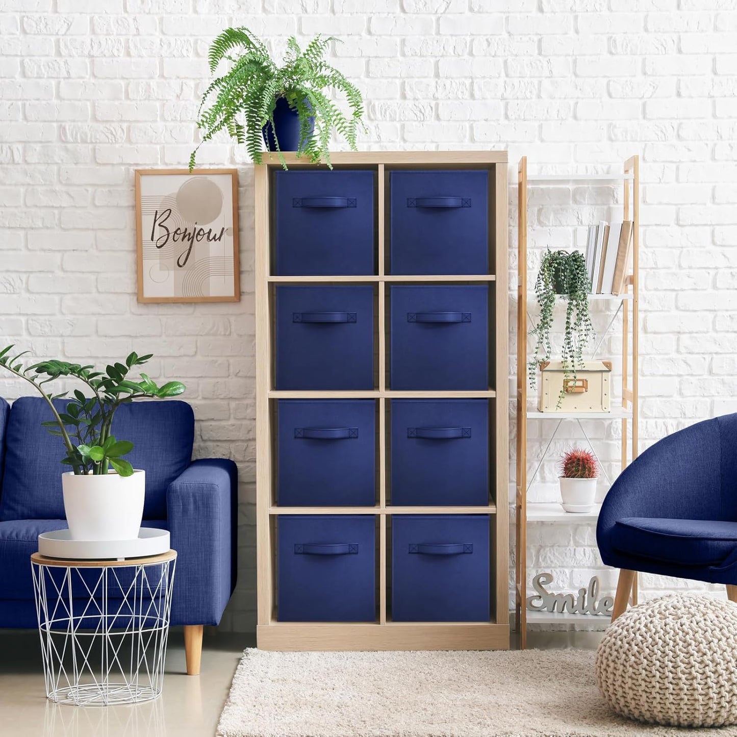 Sorbus 13 Inch Storage Bins - Sturdy Collapsible Fabric Storage Cubes with Handle - 8 Foldable Baskets for Organizing Clothes, Toys, Books - Storage Baskets for Shelves, Closets