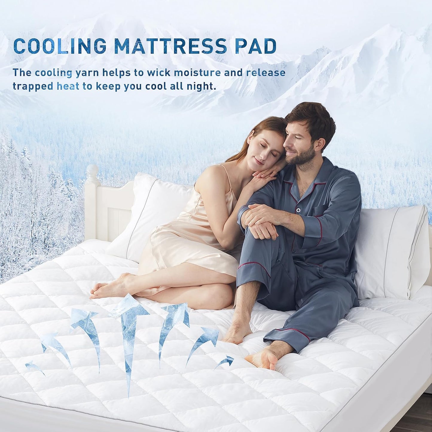 Sunflower Cooling Quilted California King Mattress Protector, Mattress Pad Cal King Chill Soft, Calking Mattress Cover, 18-22" Extra Deep Pocket Thin Version, Machine Washable Durable
