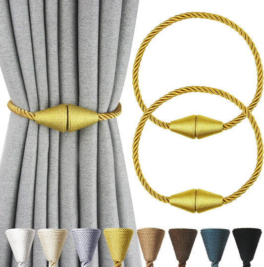 2 Pack Magnetic Curtain Tiebacks Rope Modern Handmade Curtain Tie Backs Decorative Drapes Weave