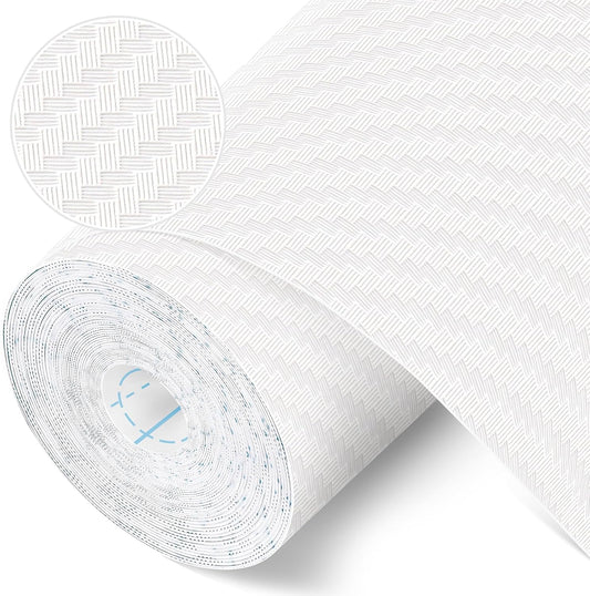 Self-Adhesive Shelf Liner Kitchen Liner, Waterproof Backed Paper Easy Peel and Stick Contact Liner Without Residue for Decor Your Desk Surface, Kitchen Countertops (White, 17.5 x 118.1 inches)