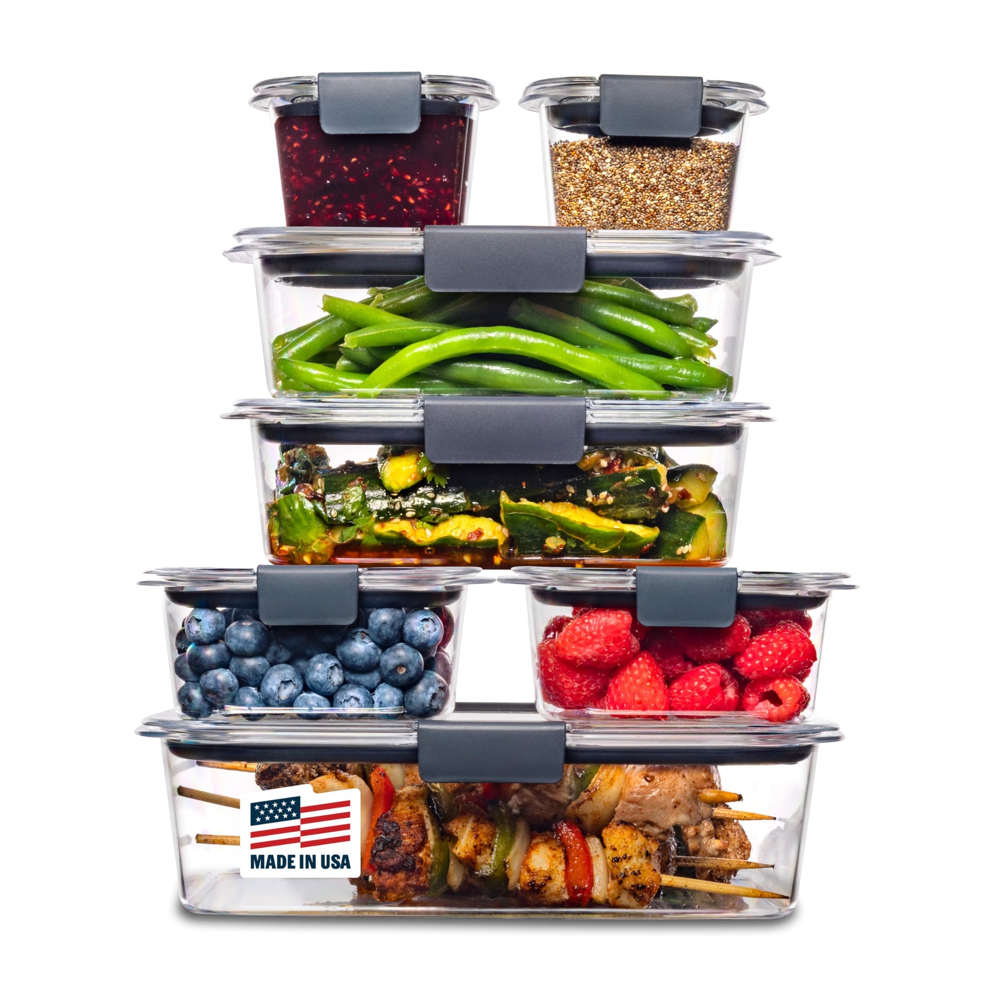 Rubbermaid Brilliance Food Storage Containers, 14 Piece Plastic Containers with Lids, BPA-Free