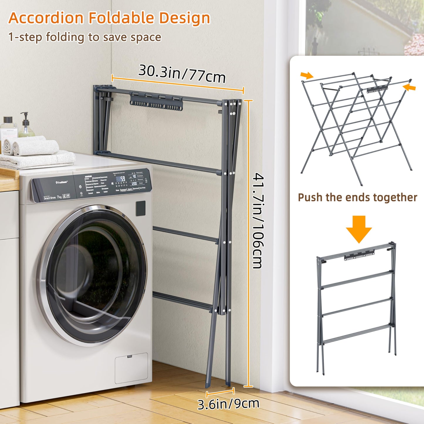 Drying Rack Clothing,12 Drying Poles with Sock Clips Clothes Drying Rack