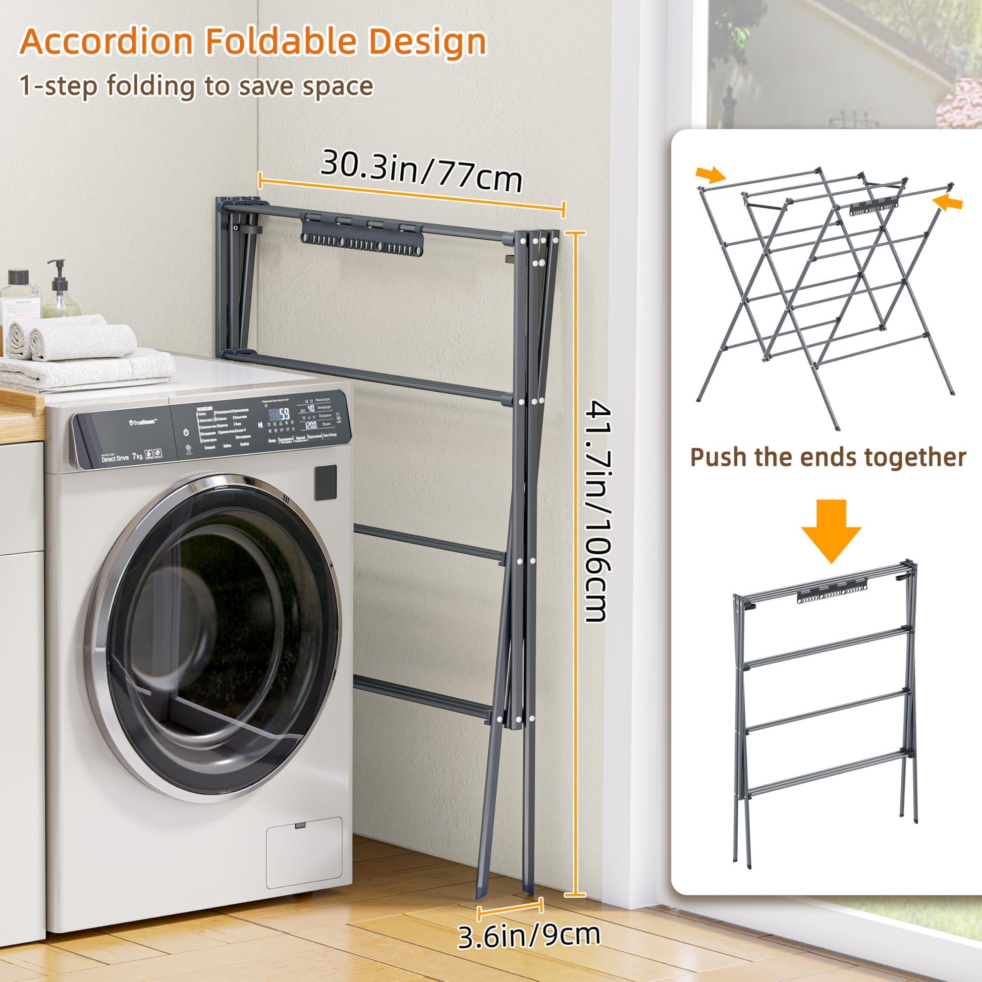 Drying Rack Clothing,12 Drying Poles with Sock Clips Clothes Drying Rack