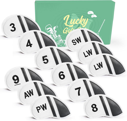 Amy Sport Golf Iron Head Covers Value 12 Pcs Set Thick Synthetic Leather, Protection Weatherproof