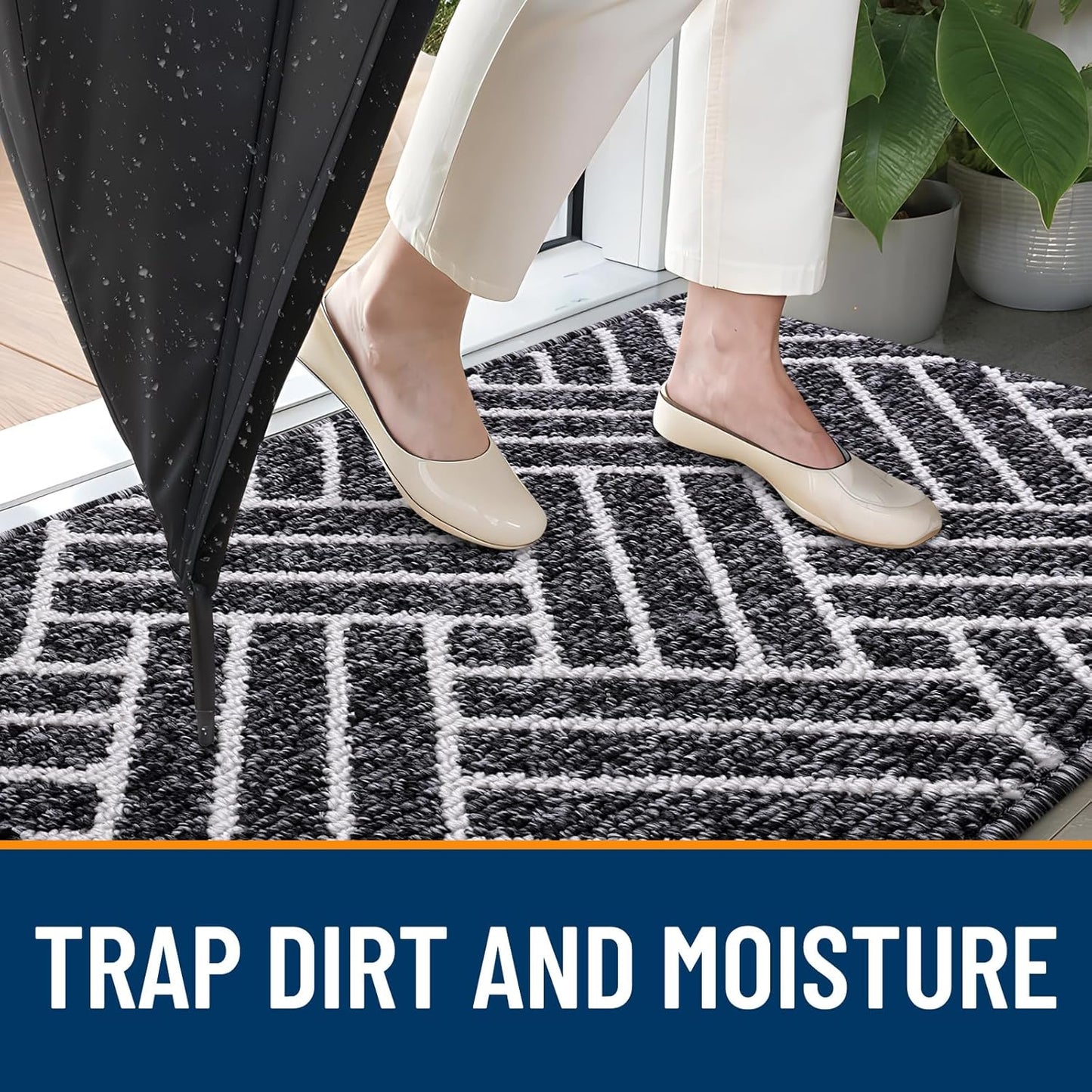 OLANLY Runner Indoor Door Mat, 70x23 Inch, Dirt Resistant and Absorbent, Non-Slip Rubber Backing Floor Mats, Easy Clean Low-Profile Doormat for Entryway, Front Door, and Inside Entrance, Black