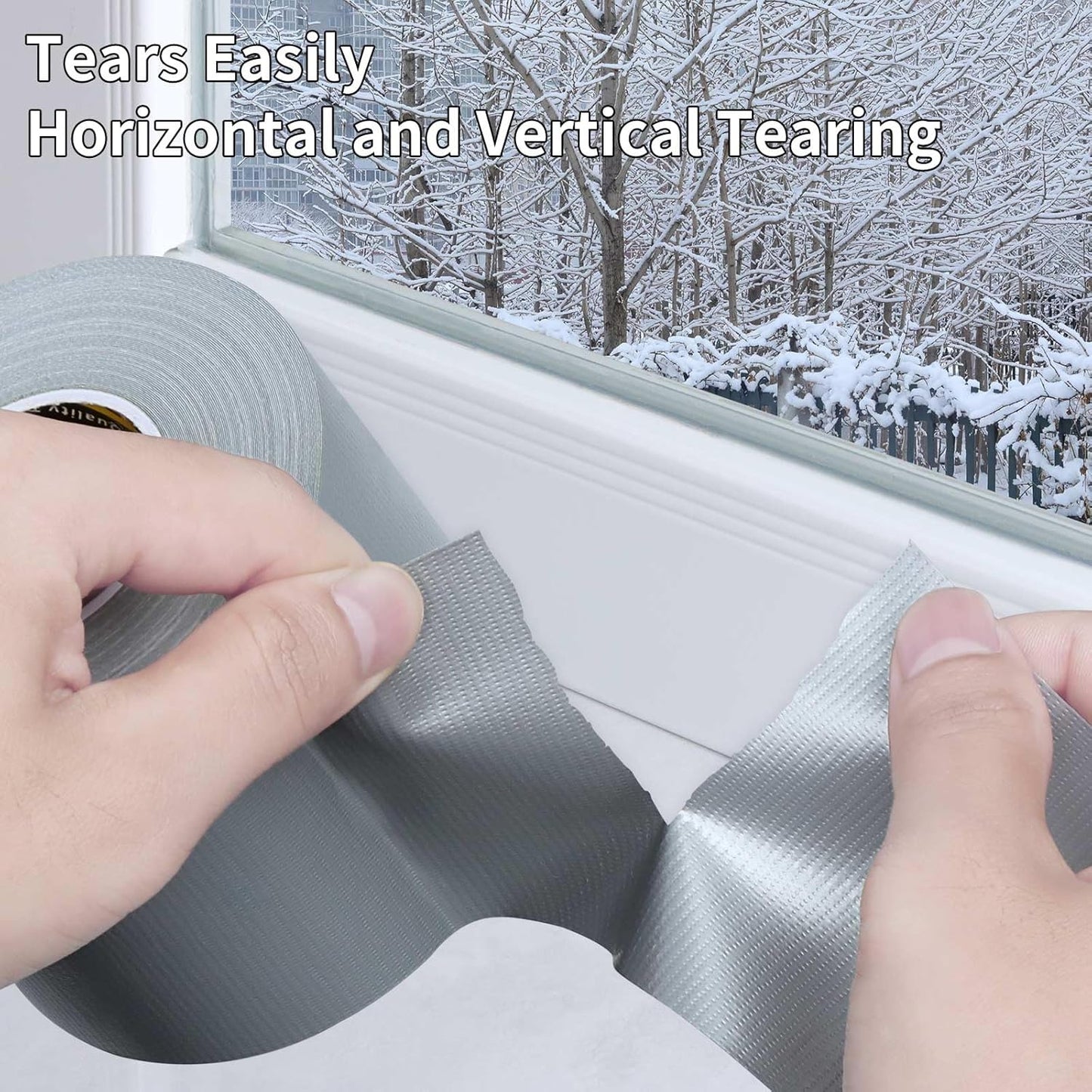 Cloth Duct Window Seal Strip Tape for Winter, 1.89in x 66FT, Weather Stripping Sealing Insulation Tape for Windows and Door, Easy Tear Sealer Draft Blocker Silver