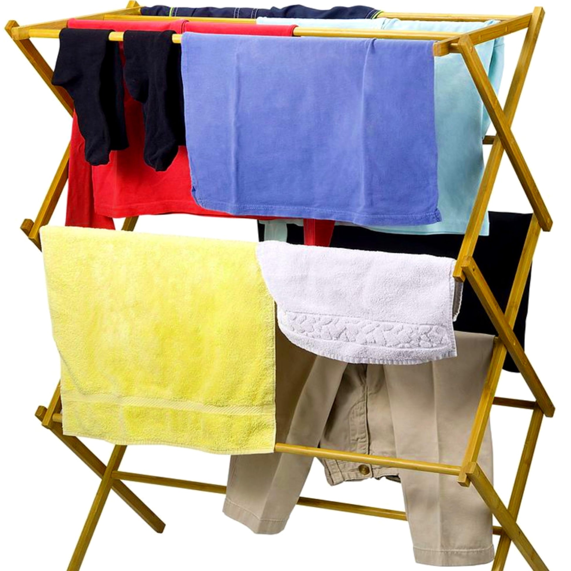 HOME IT Wooden Clothes Drying Rack for Laundry - Collapsible Folding Bamboo Laundry Drying Rack for