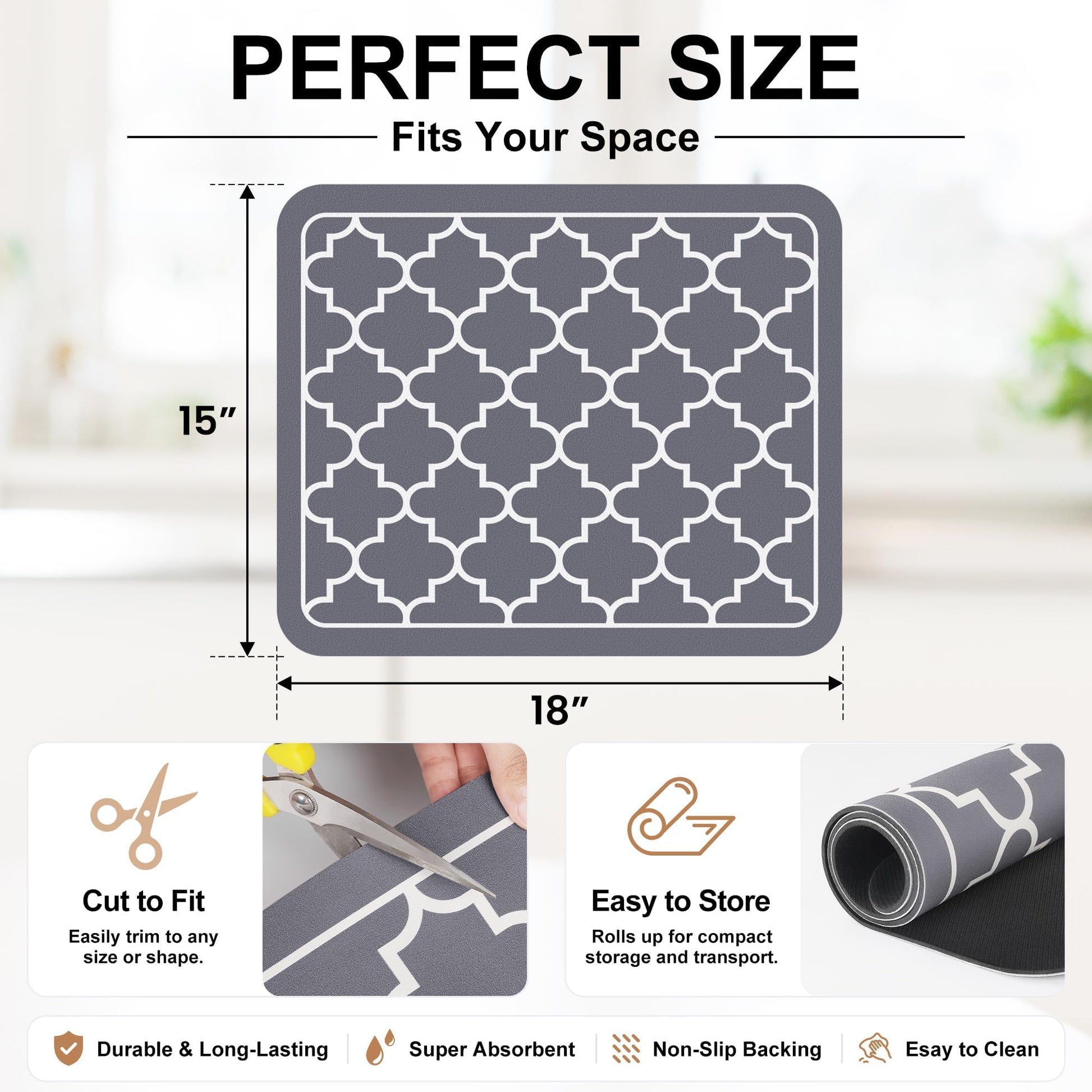 Dish Drying Mat Absorbent Dish Drying Mats for Kitchen Counter 15"x 18"