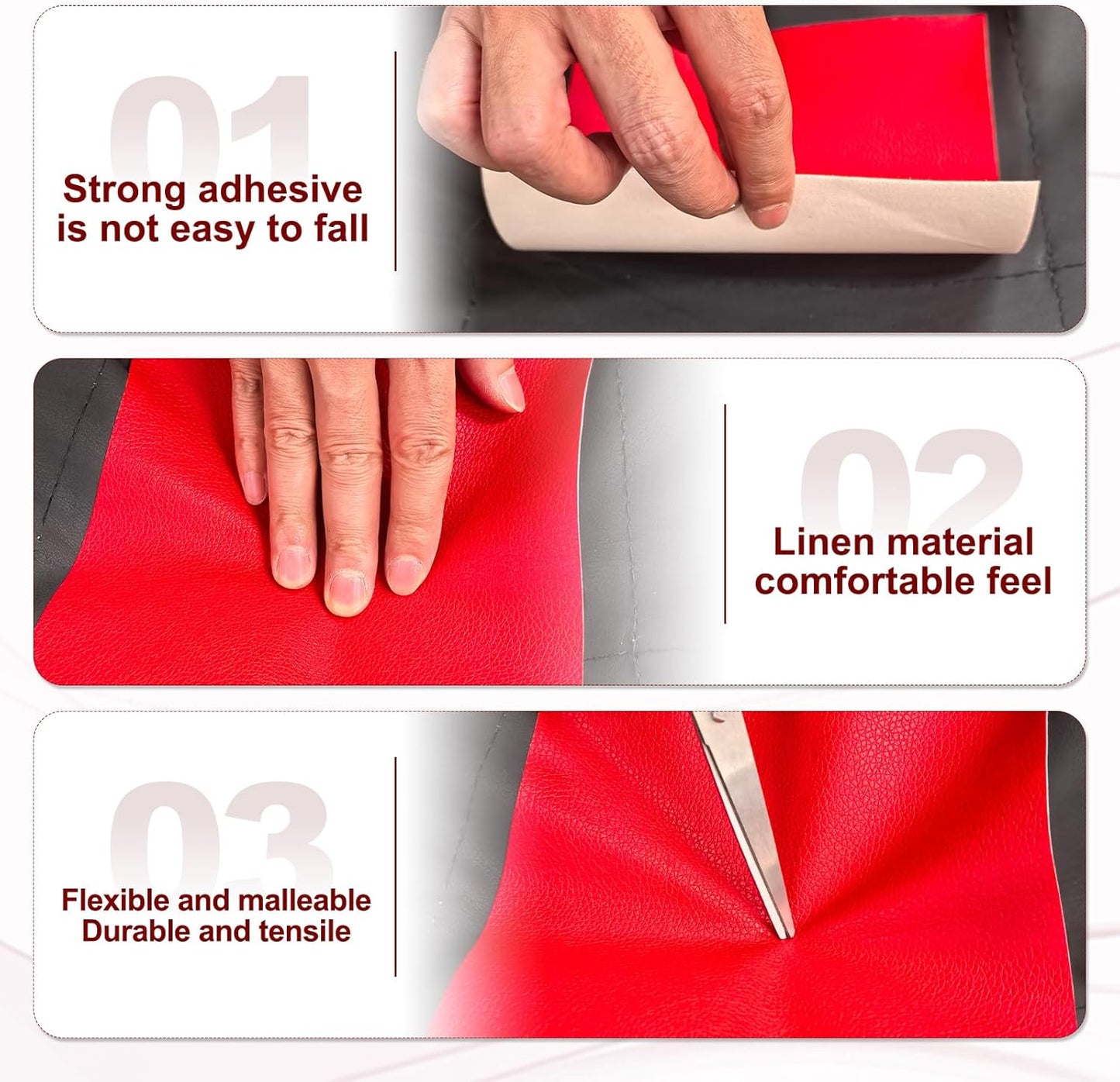 PATIKIL Leather Patches Tape for Furniture, 3.2 x 61 Inch Self Adhesive Vinyl Leather Repair Kit Cover Sheet for Couch, Sofa, Car Seats, Office Chair, Gray Khaki