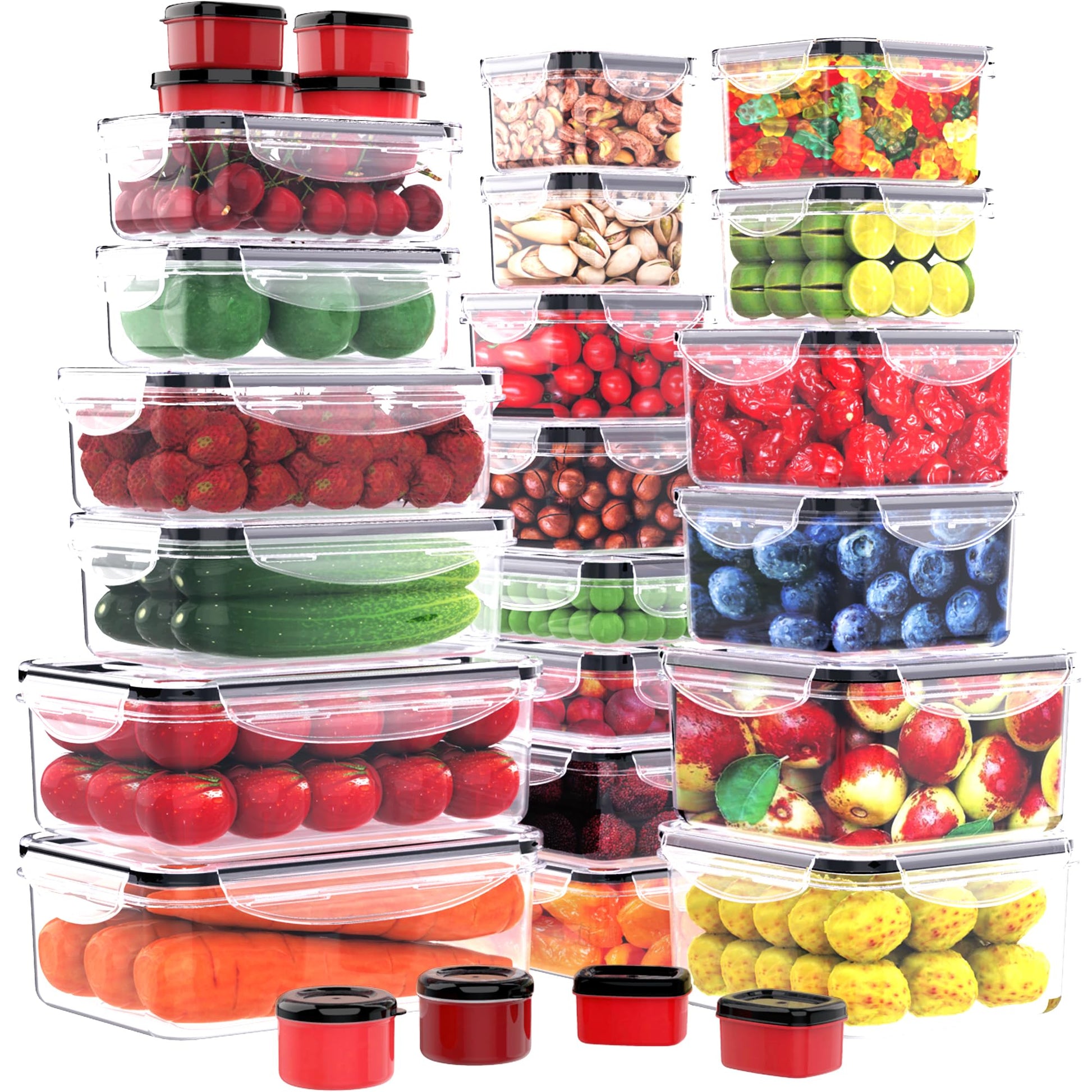 56 PCS Food Storage Containers with Lids Airtight (28 Boxes - 28 Lids)