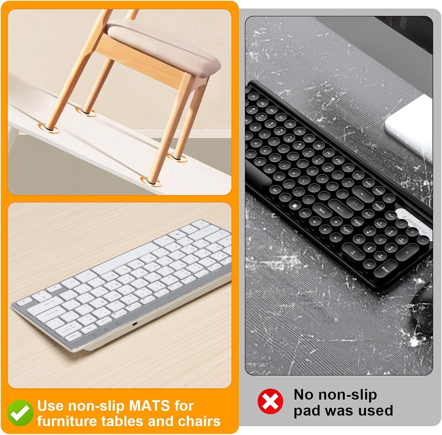 CHUNZEXI Non Slip Furniture Pads 4 PCS 6" x 4", Heavy Duty Rubber Grippers for Furniture Legs, Anti Skid & Scratch Resistant, Prevent Sliding on Hardwood Floors