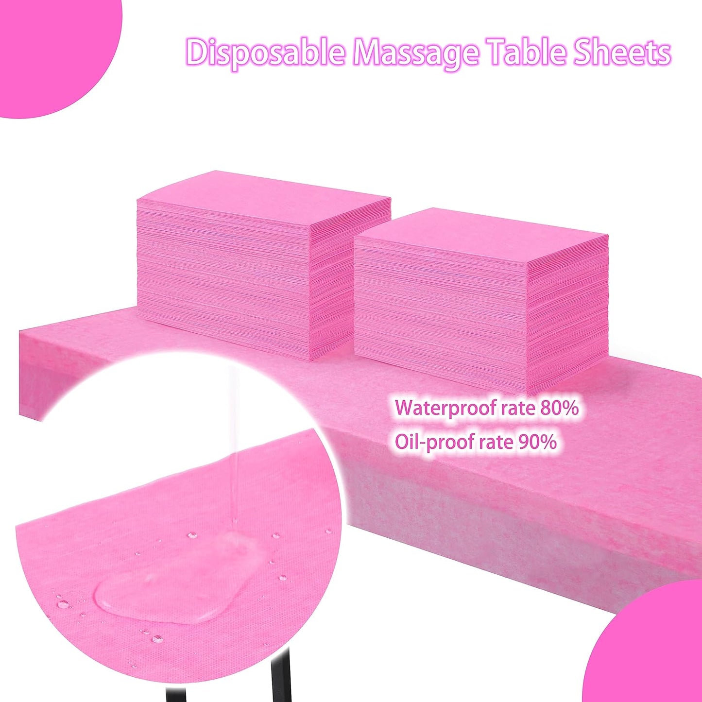 Disposable Bed Sheets for Massage Table 200 Pcs 31" x 71" Waterproof Massage Table Sheets Soft Non Woven Fabric SPA Massage Table Bed Cover Breathable for Beauty Tattoos Waxing Travel (Pink)