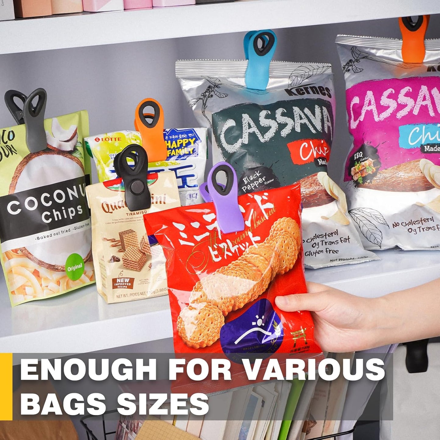 10 Pack Magnetic Chip Clips, Gray Plastic Snack Clips with Magnet for Refrigerator