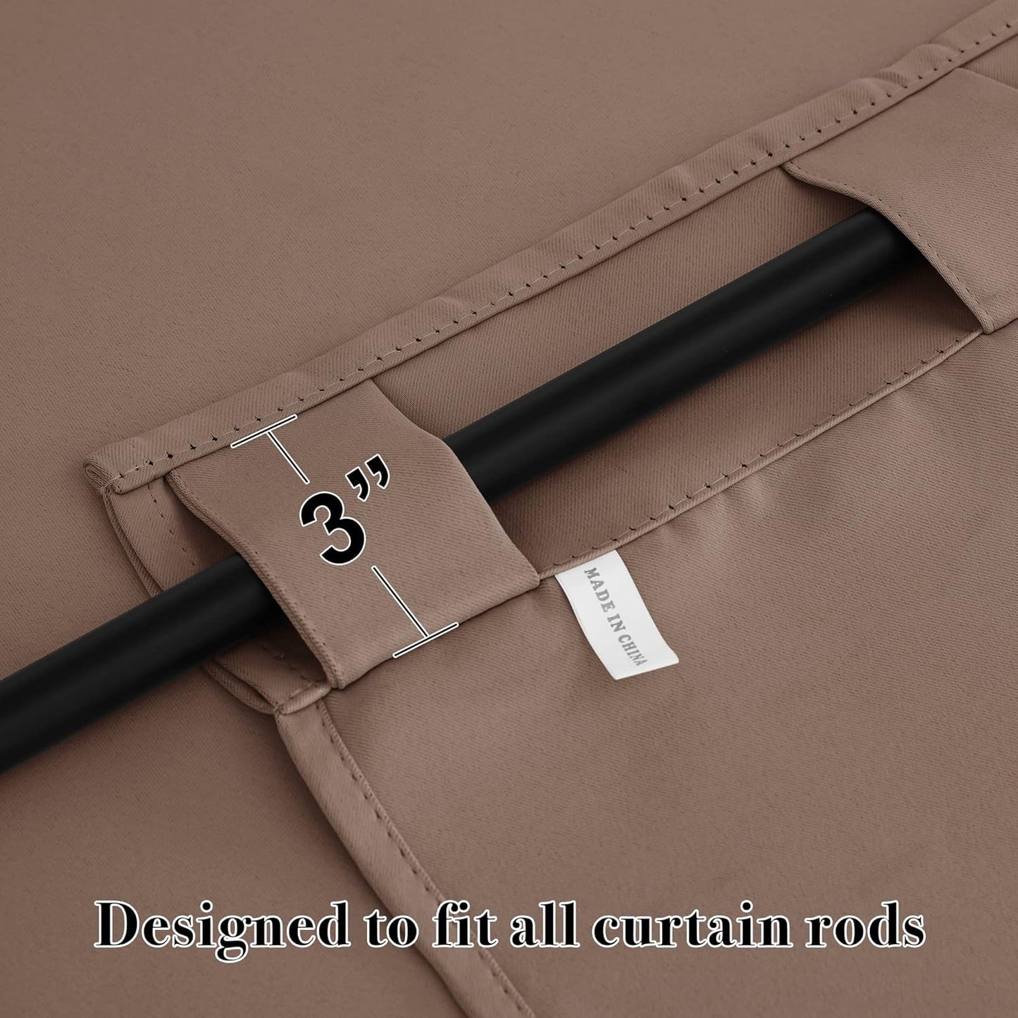 RYB HOME Blackout Curtains 80 inches Long Thermal Insulating Large Window Curtains for Living Room Sliding Glass Door Dining Home Office Backdrop, Mocha, W 42 x L 80 per Panel, 2 Panels