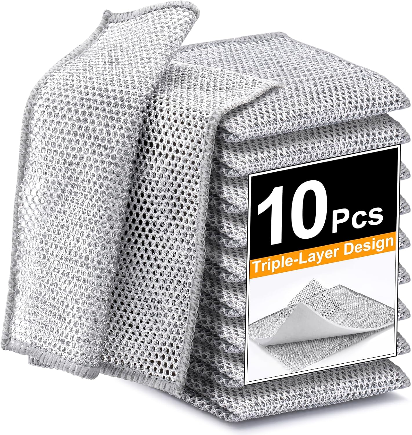 Non Scratch Wire Dishcloth, Multipurpose Wire Dishwashing Rag for Wet and Dry, Multifunctional Dish Rags for Washing Dishes Kitchen Cleaning