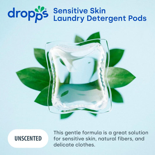 Dropps Sensitive Skin Laundry Detergent Pods, Unscented (160 Count) - Dermatologist Tested Laundry