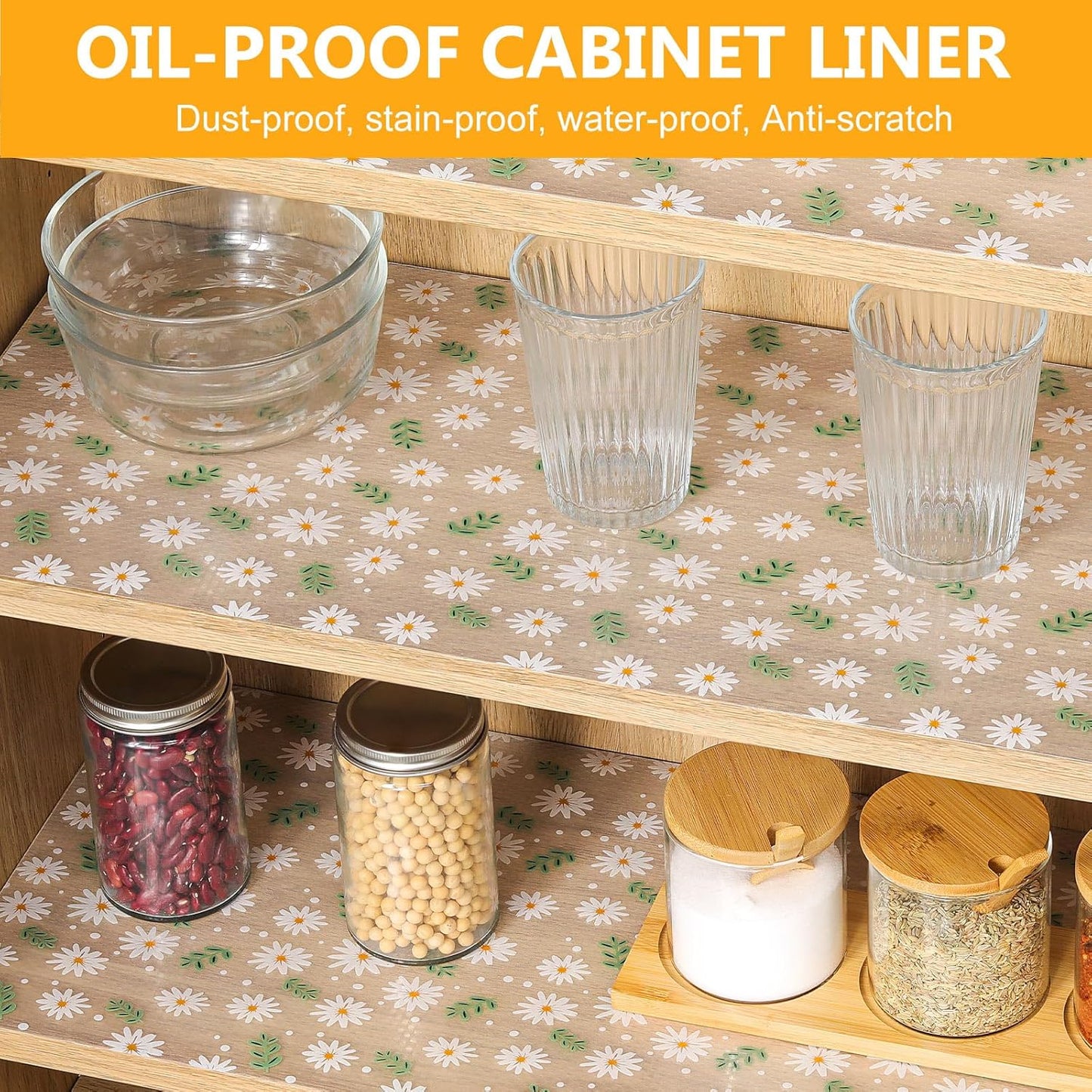 INNOLITES Shelf Liner – Cabinet & Drawer Liner Non-Adhesive – Waterproof Oil-Proof – Durable EVA with Floral for Kitchen Cabinets Refrigerator – BPA-Free, Easy to Cut 17.7" x 197"