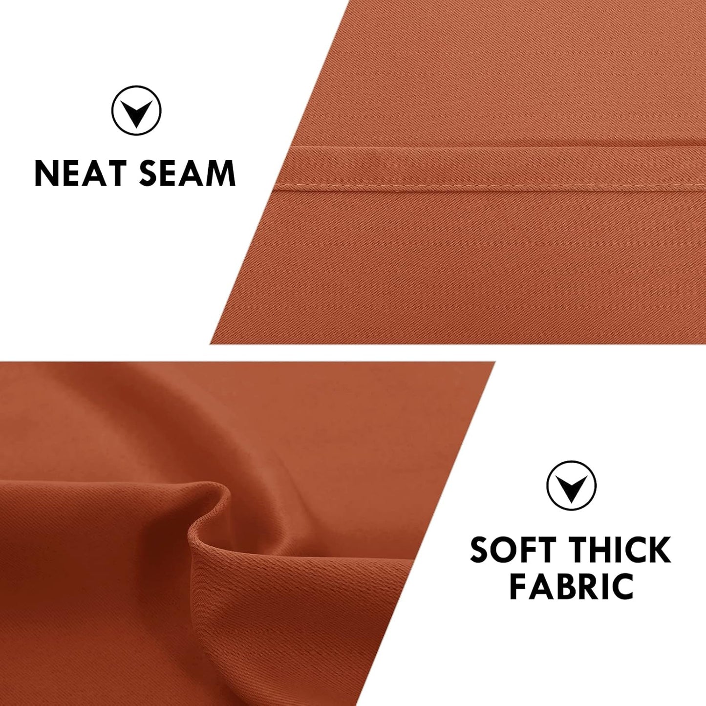 DWCN Blackout Curtains Thermal Insulated, Energy Saving & Noise Reducing Bedroom and Living Room Curtains, Burnt Ochre, W 52x L 95 Inch, Set of 2 Rod Pocket Curtain Panels