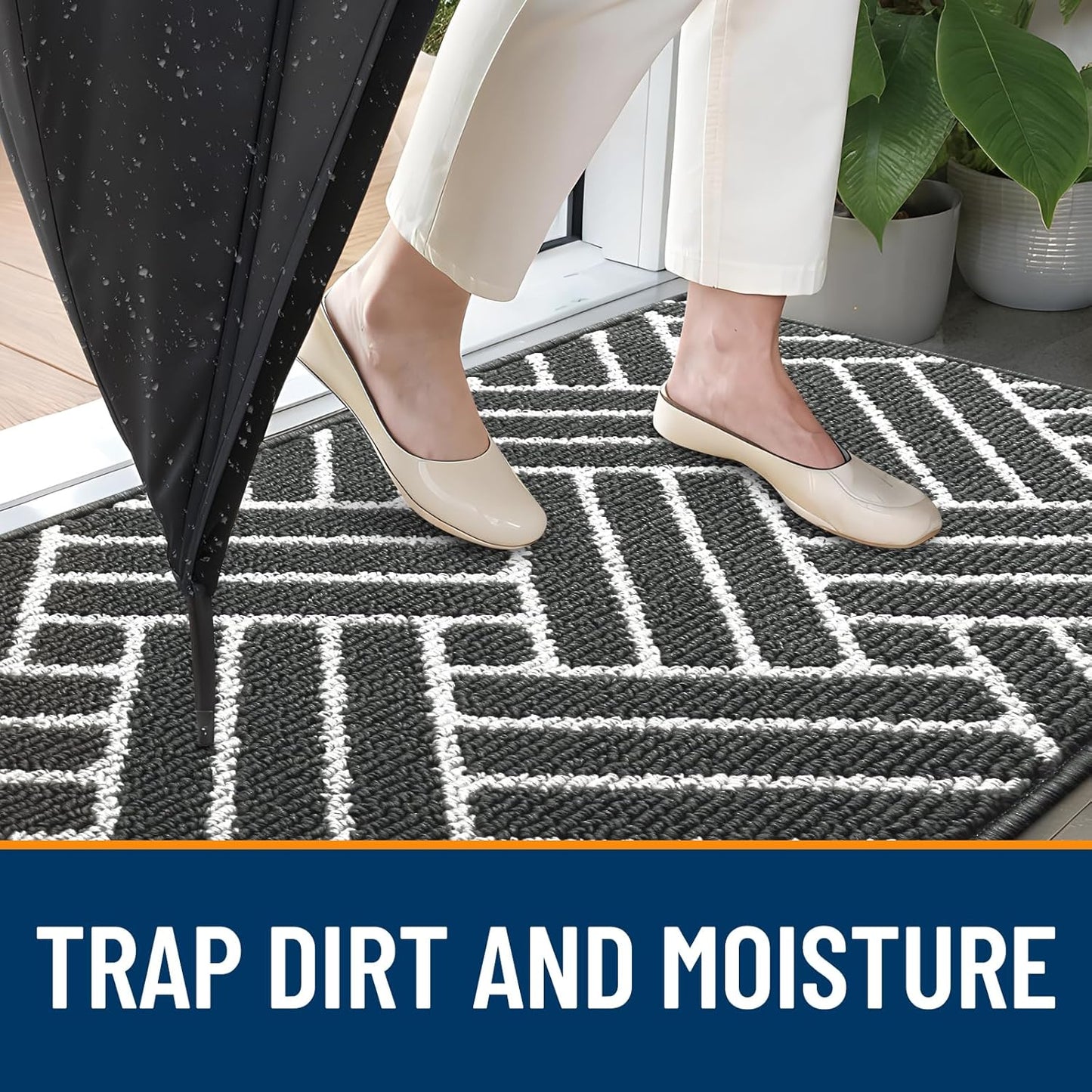 OLANLY Large Indoor Door Mat, 59x35 Inch, Dirt Resistant and Absorbent, Non-Slip Rubber Backing Floor Mats, Easy Clean Low-Profile Doormat for Entryway, Front Door, and Inside Entrance, Charcoal