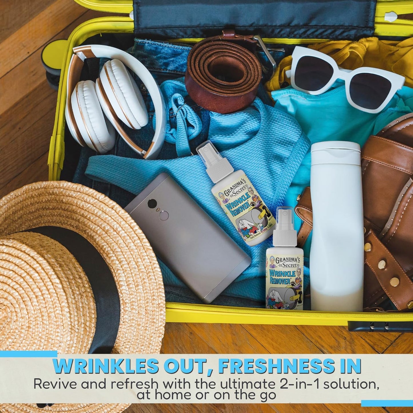 Grandma's Secret Wrinkle Remover Spray - Easily Removes Wrinkles & Odors - Wrinkle Release, Fabric Refresher Spray, Chlorine, Bleach and Toxin-Free - 3 Ounce