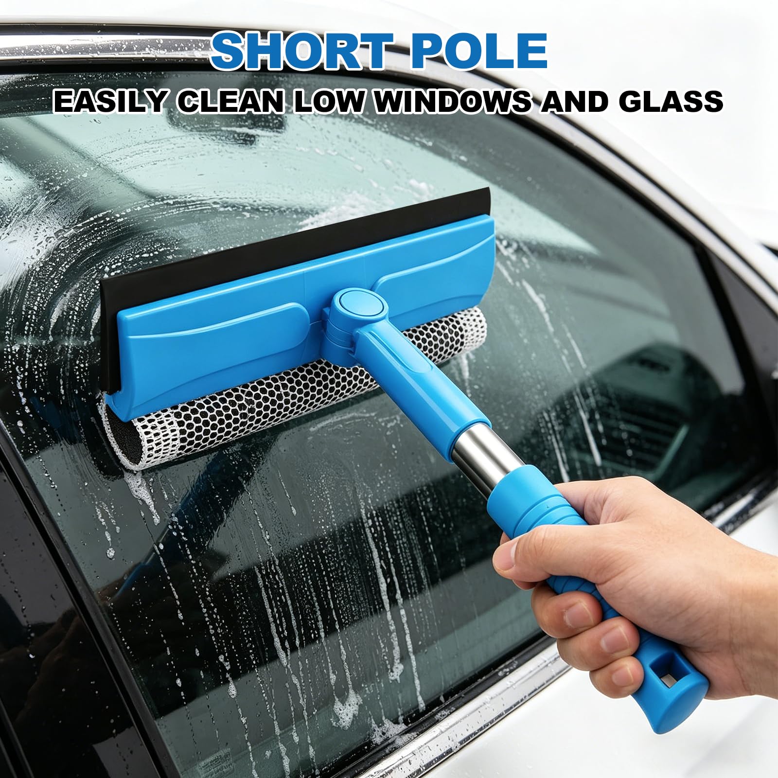 SetSail Window Squeegee 2 in 1 Window Cleaner Tool with 57in Extension Pole