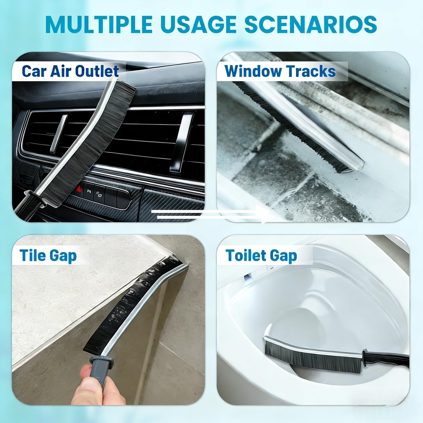 15Pcs Crevice Cleaning Brush Set, Hard Bristle Scrub Brushes Tools for Deep Cleaning Gap,Window