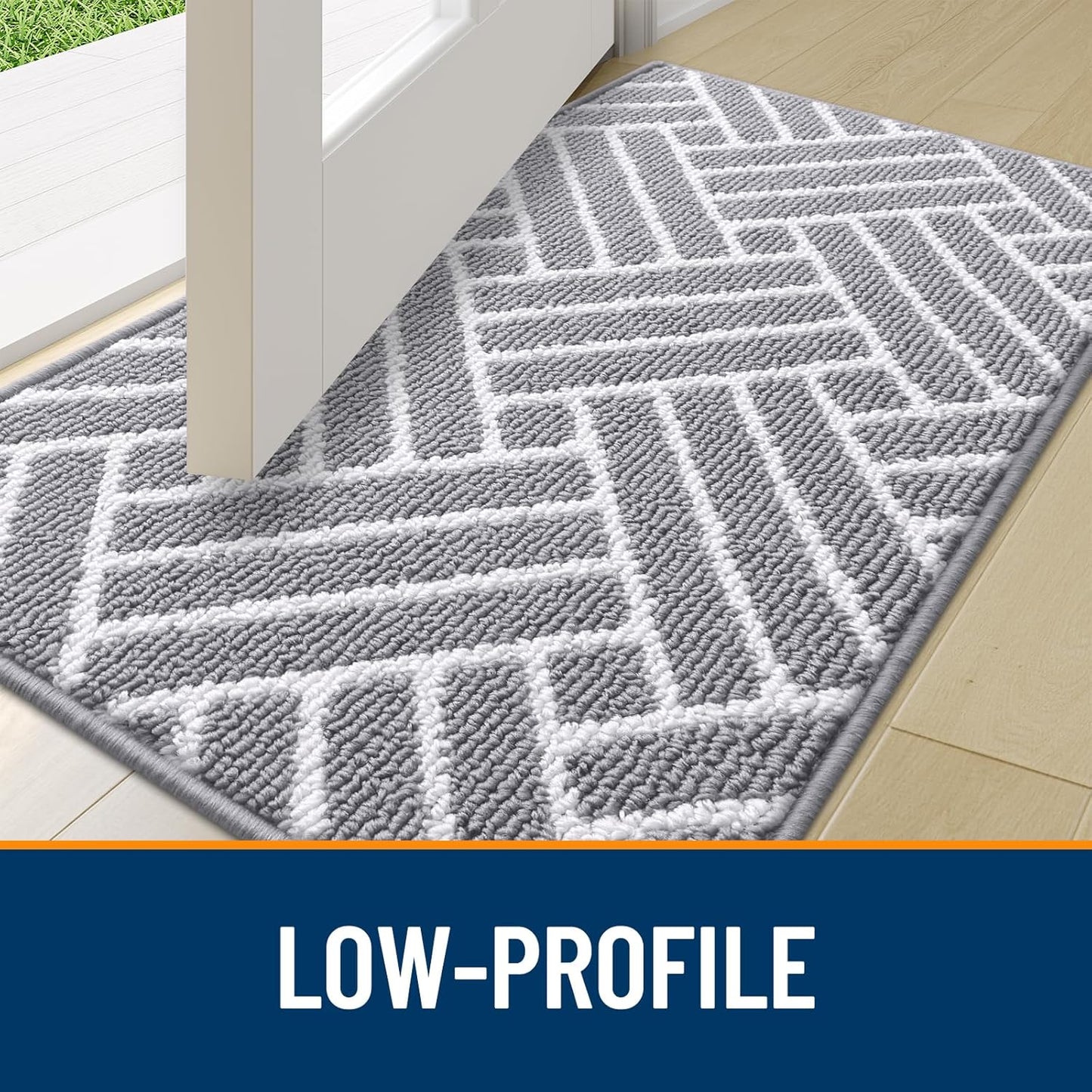 OLANLY Large Indoor Door Mat, 59x35 Inch, Dirt Resistant and Absorbent, Non-Slip Rubber Backing Floor Mats, Easy Clean Low-Profile Doormat for Entryway, Front Door, and Inside Entrance, Light Grey