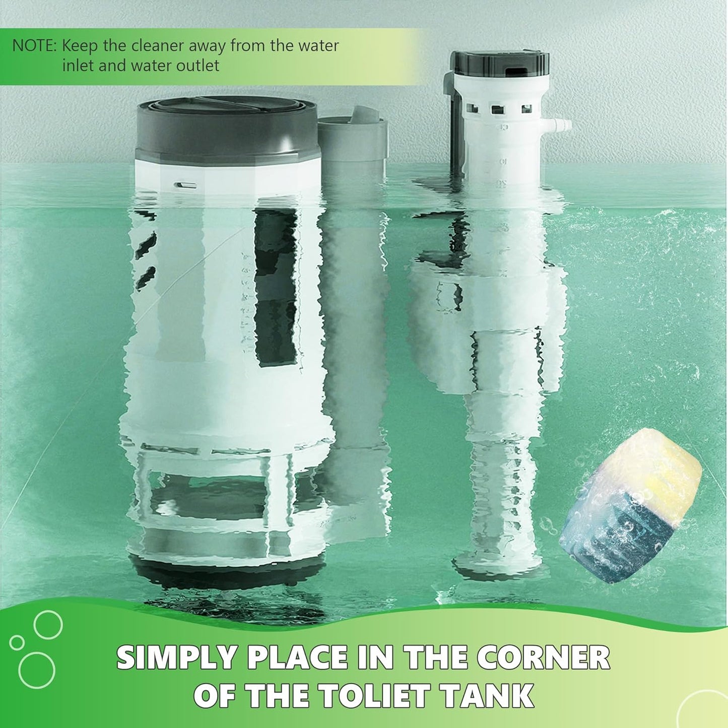 Toilet Bowl Cleaner Tablets, Automatic Toilet Bowl Cleaners, Long-Lasting Toilet Tabs Drop in Tank for Deodorizing & Descaling, Green & Yellow, 12 Packs