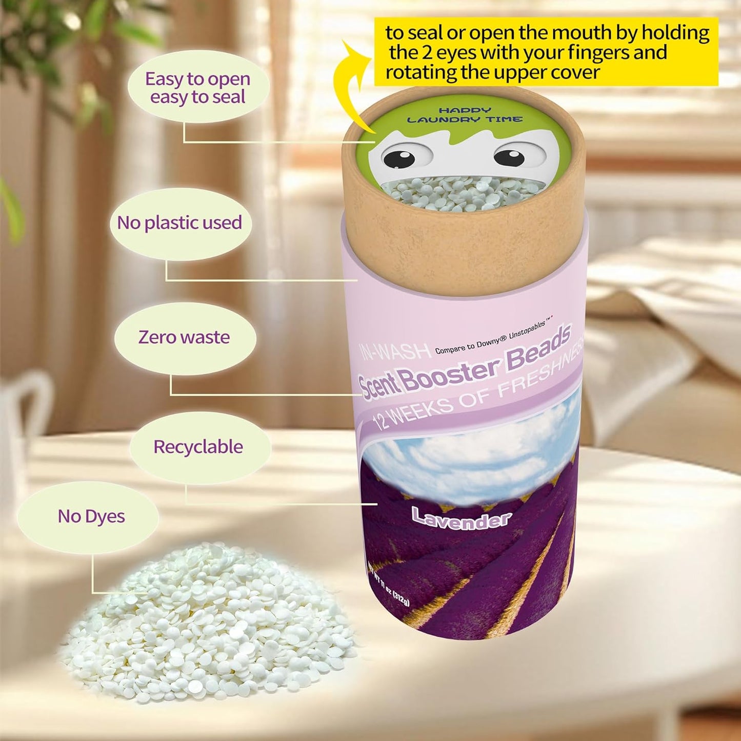 DR.EASY Laundry Scent Boosters 312G,Lavender Scent Boosters for Washer，Bulk Laundry Booster Beads and fabric scent booster，Fresh Scented Clothes fo 12 Weeks