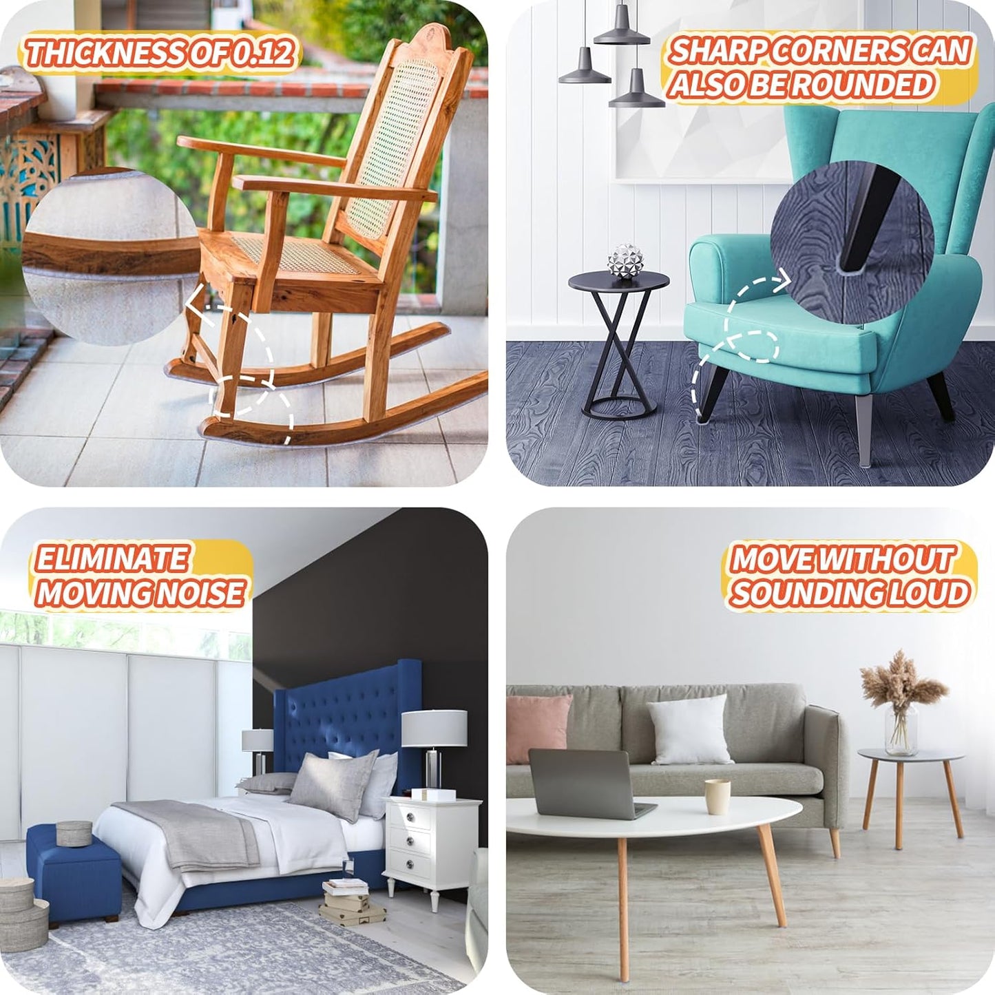 Felt Furniture Pads, Non Slip Self Adhesive Cuttable Felt Tape Brown Heavy Duty Felts Strip Roll for Protecting Hardwood Floors Chair Wall Protector (40 x 5 x 0.12 Inch)