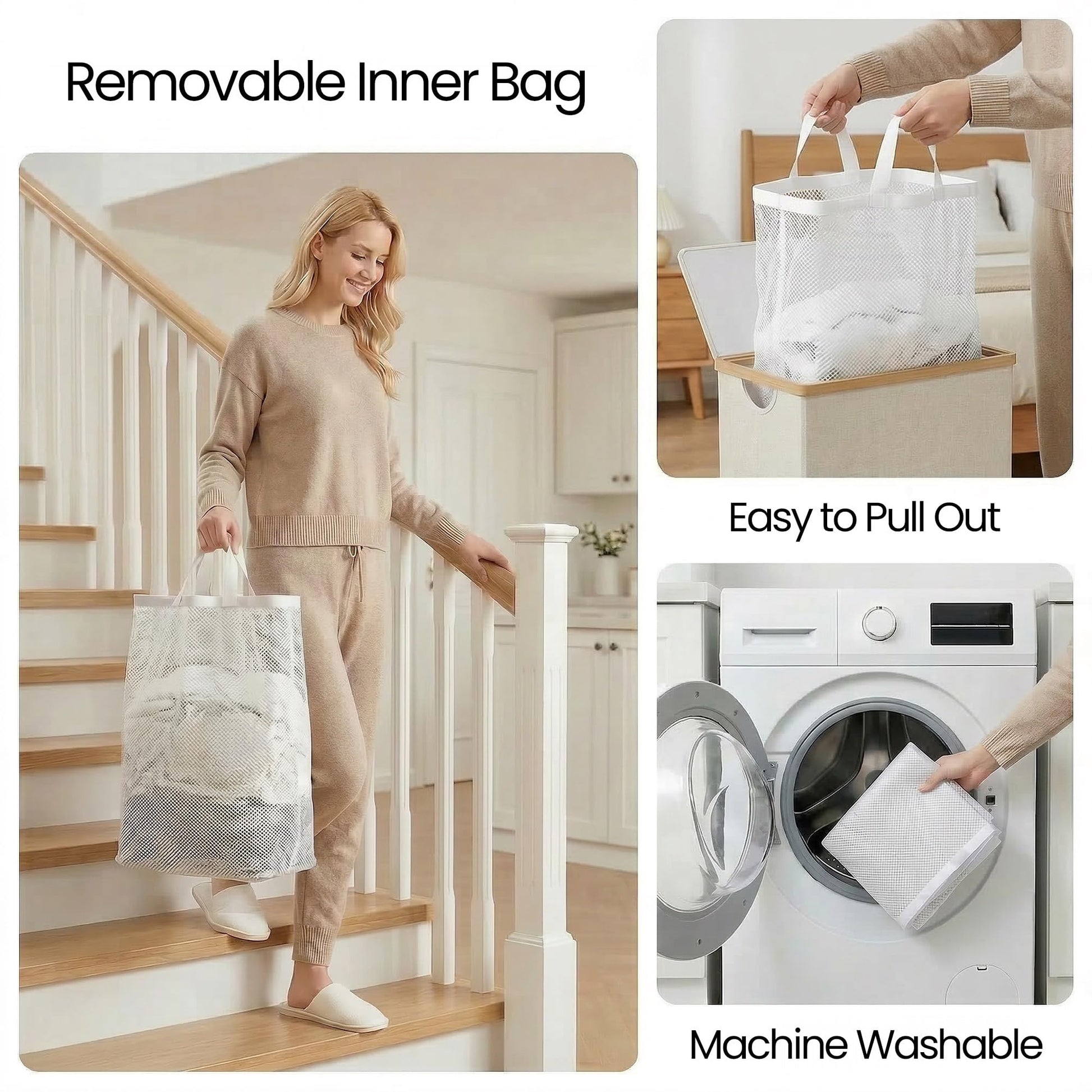 efluky Slim Laundry Basket with Lid, Narrow Laundry Hamper with Removable Bag, Skinny Dirty Clothes