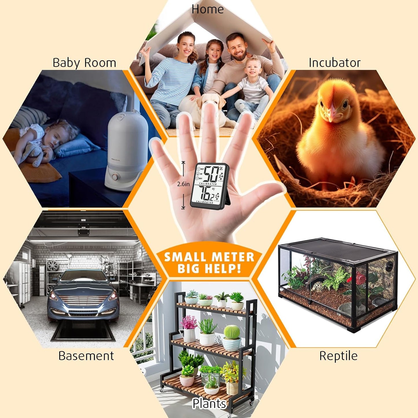 4-Pack Room Thermometer Indoor Hygrometer, Small Digital Temperature and Humidity Monitor Sensor, Temperature Humidity Gauge Meter for Home Baby Room, Plants, Pets - AAA Battery Included