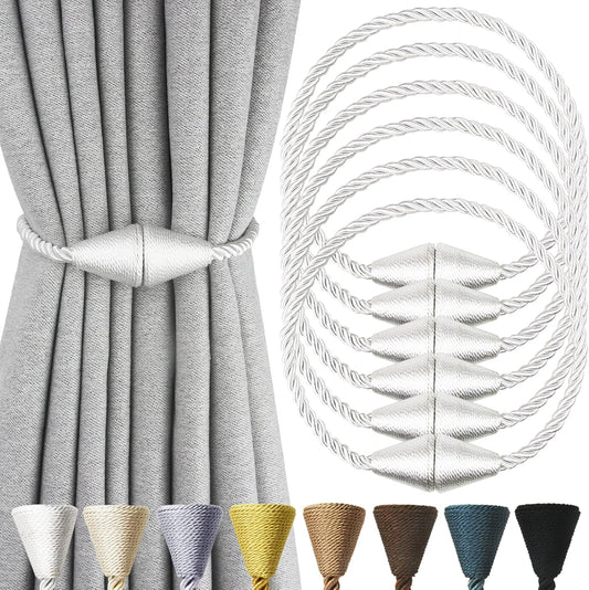 6 Pack Magnetic Curtain Tiebacks Rope Modern Handmade Curtain Tie Backs Decorative Drapes Weave
