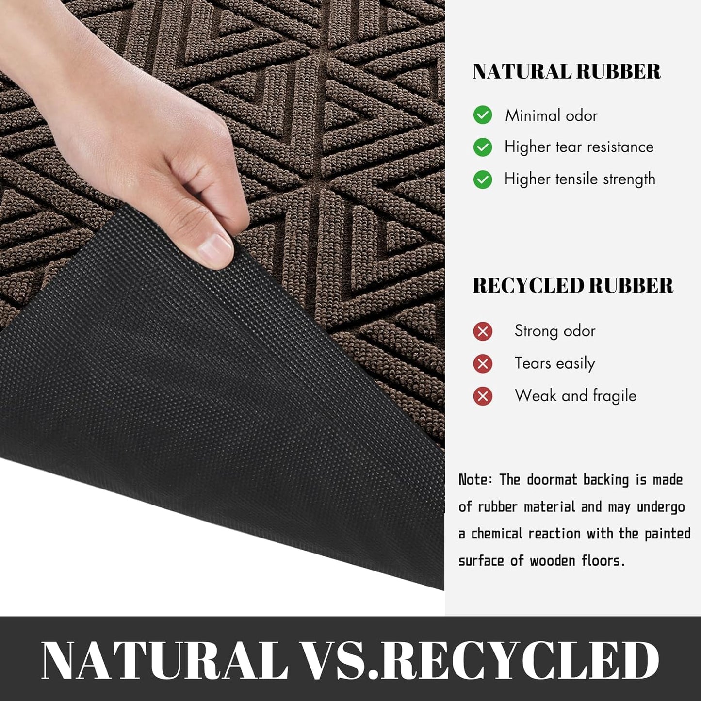 Yimobra Large Door Mat 36x24, All-Weather Waterproof Non-Slip Welcome Matt Outdoor, Heavy Duty Non Slip Doormat for Entryway for Patio and Garage Indoor, Easy Clean, Brown