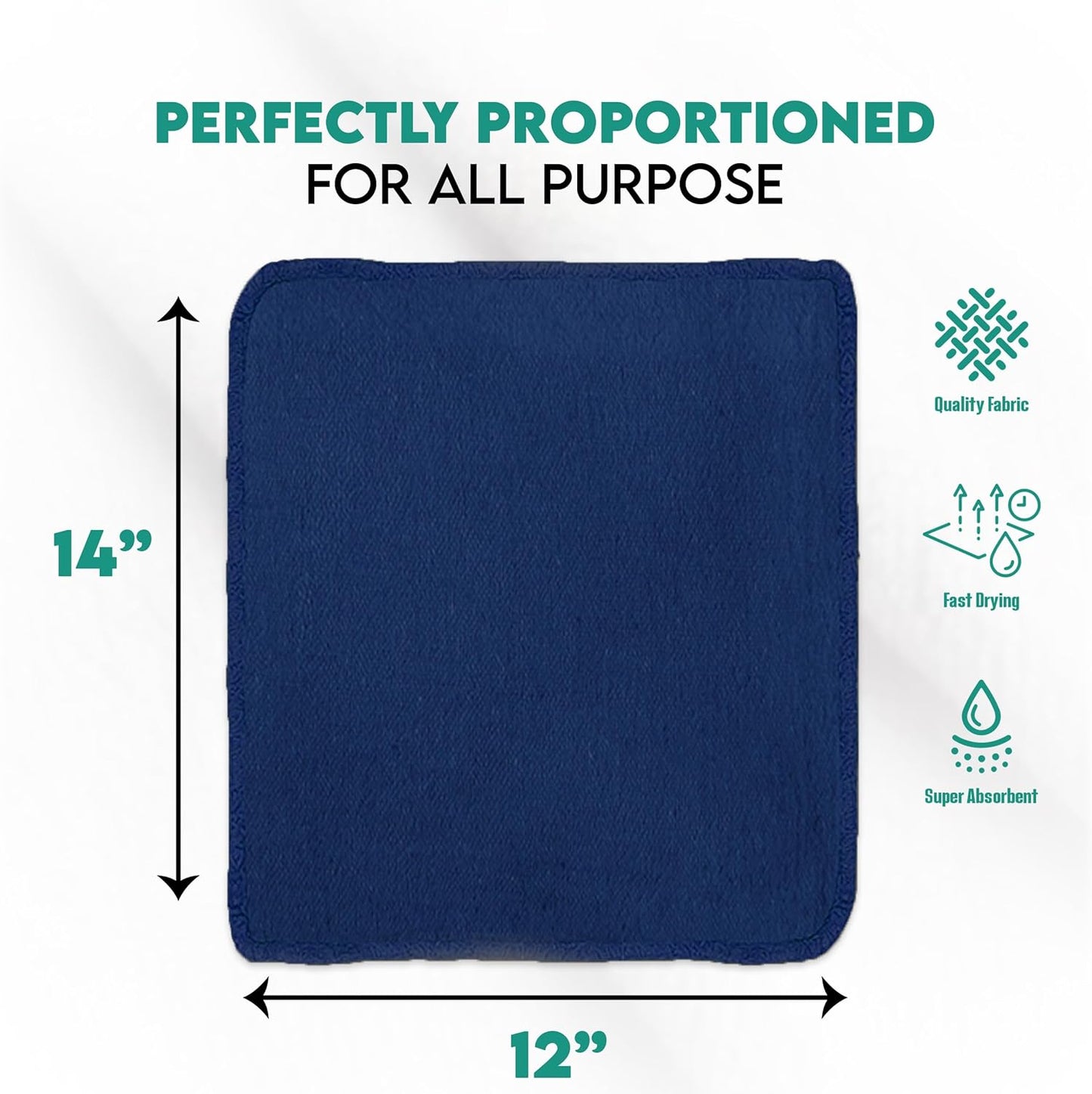 ZUPERIA Cotton Shop Towel – Multipurpose Cleaning Cloths (14" x 12" - Pack of 100 - Blue) Reusable Shop Rags for Automobiles, Industrial, Restaurants, Garage, and Homes