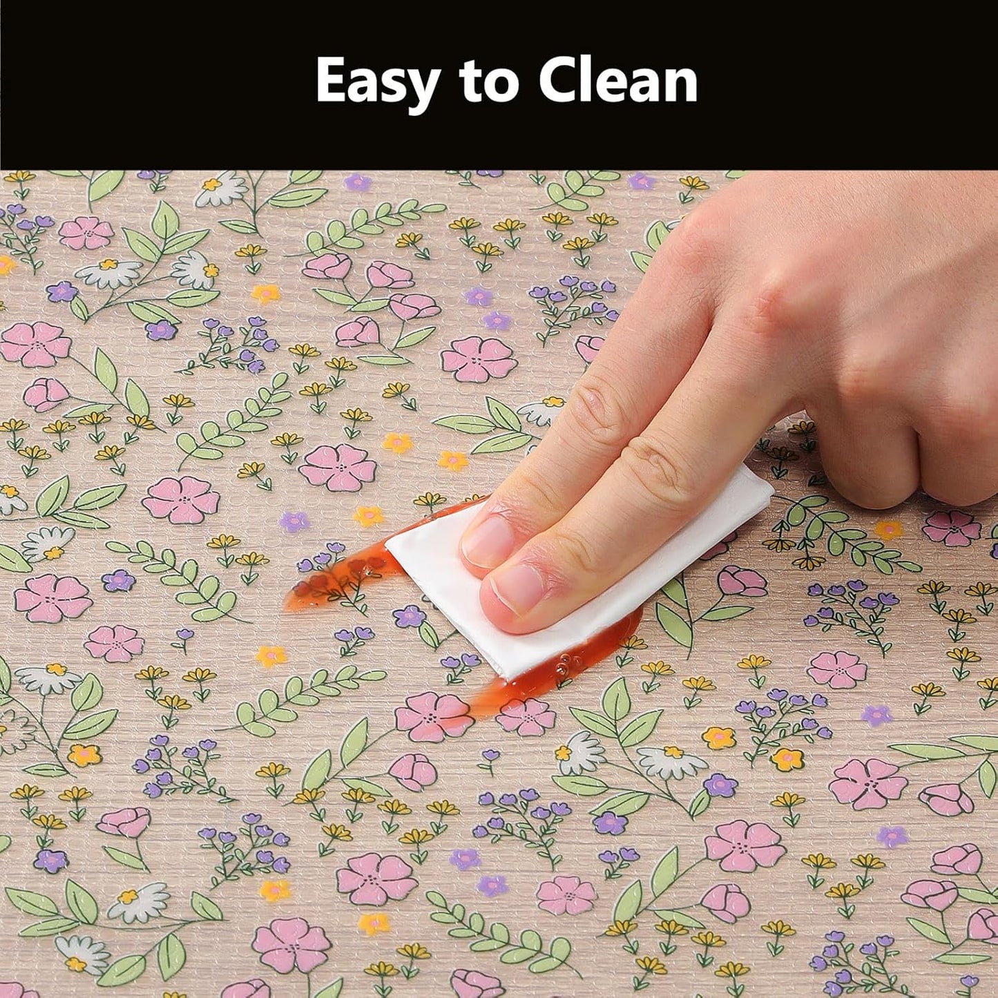 INNOLITES Non-Slip Shelf Liner – Cabinet & Drawer Liner Non-Adhesive – Waterproof Oil-Proof – Durable EVA with Floral for Kitchen Cabinets Refrigerator – BPA-Free, Easy to Cut 23.6" x 236"