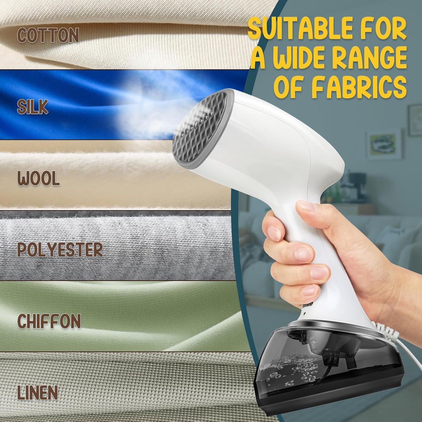 Handheld Steamer for Clothes 1200W, Clothes Steamer with Large 360ml Water Tank, Fast Wrinkle Remover Portable Garment Steamer, Ideal for Home, Office, Travel, White