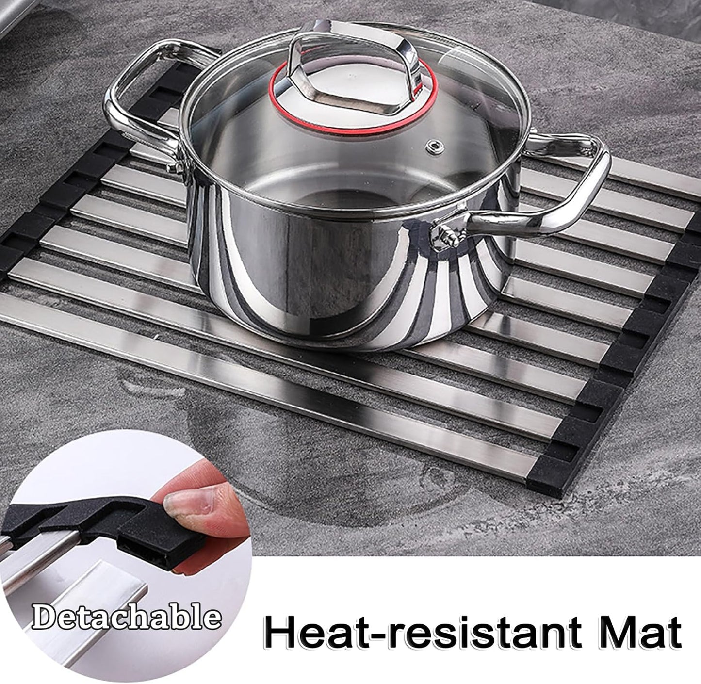 Foldable Dish Drying Rack for Kitchen Sink, Over The Sink Dish Drying Rack, Counter Storage Rack, Stainless Steel Drainer