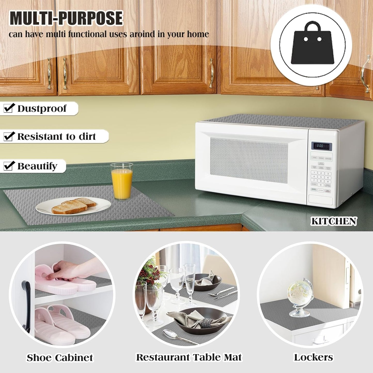 20Pcs Refrigerator Liners, Washable Fridge Liner Shelf Mats Refrigerator Pads for Cupboard Cabinet Drawer Home Kitchen Accessories Organization (Grey)