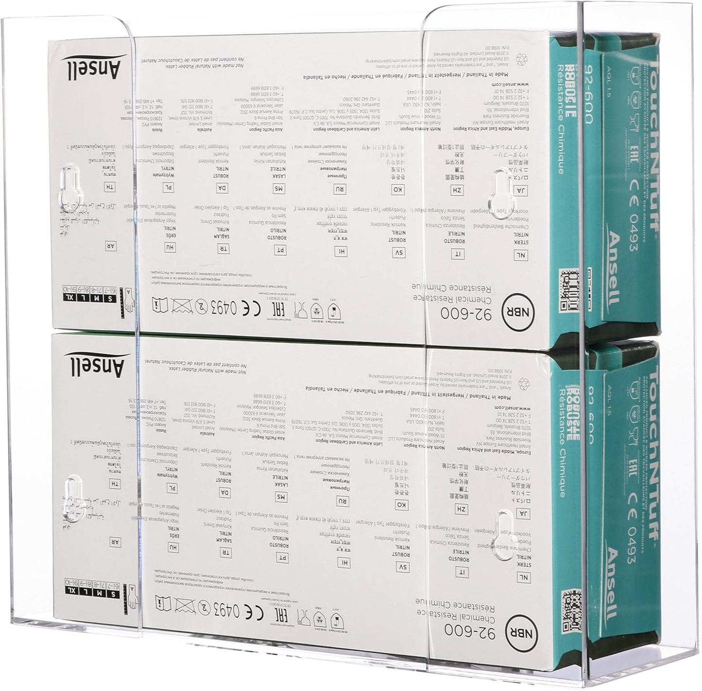 Cq acrylic Clear Wall Floating Glove Rack and Glove Box Dispenser Holder 10.2”x12.5”x3.5” Pack of 1