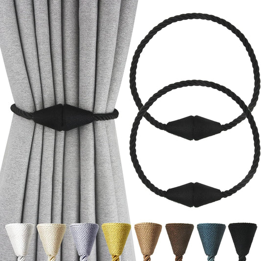 2 Pack Magnetic Curtain Tiebacks Rope Modern Handmade Curtain Tie Backs Decorative Drapes Weave