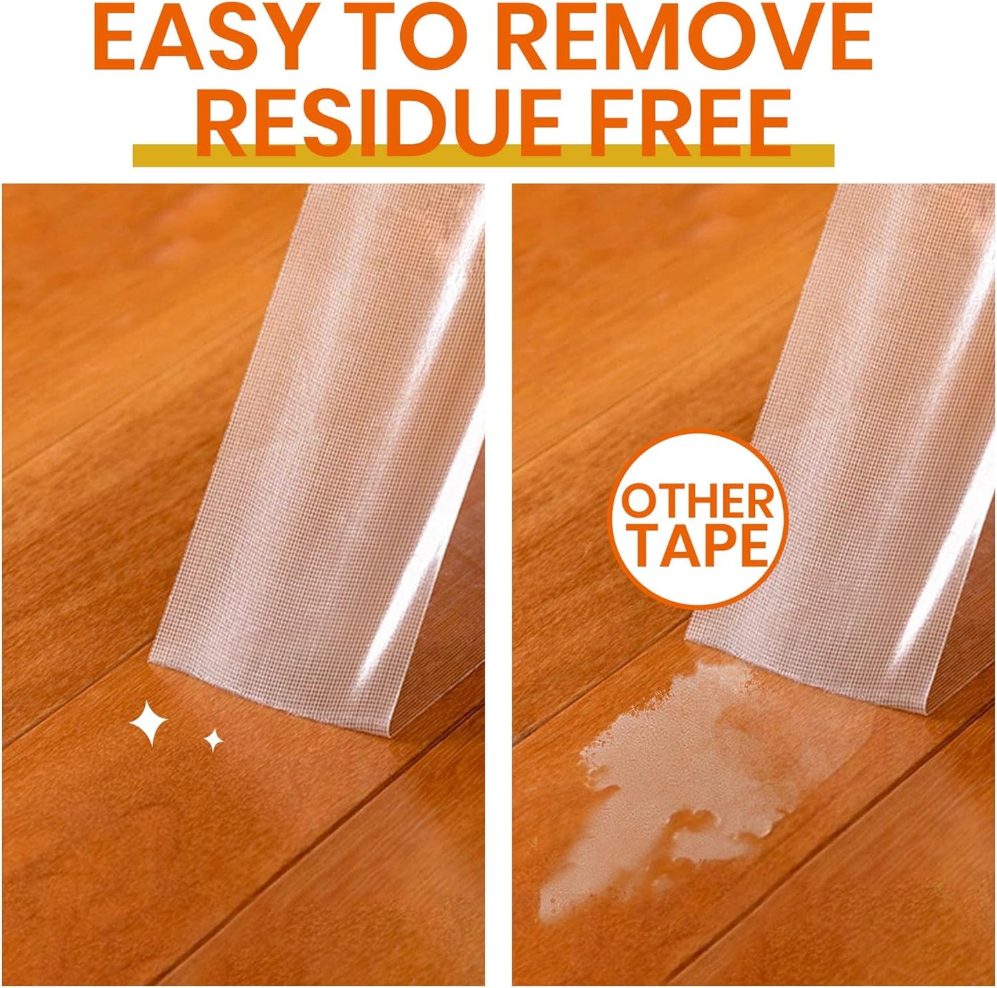 TAPEBEAR Carpet Tape Double Sided 4Inch x 30Yards, Heavy Duty Rug Gripper Anti Slip Anti Curling Floor Tape Residue-Free, Two Sided, Removable, Waterproof for Area Rugs, Mats, Strong Hold for Tile