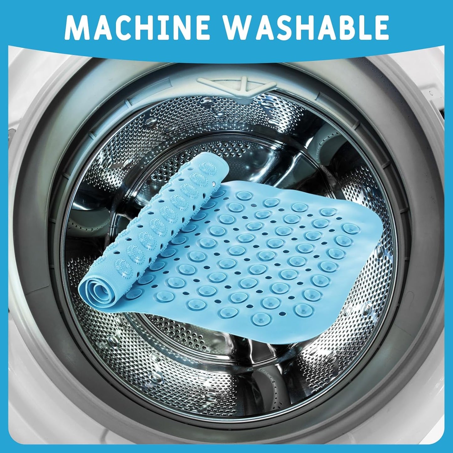 Dunzy 12 Pcs Non Slip Bath Mats 27.6x14.2 Inches TPE Bathtub Mats with Suction Cups Drain Holes Textured Surface Anti Slip Shower Pad for Bathroom Tub Adults Elderly Home Hotel