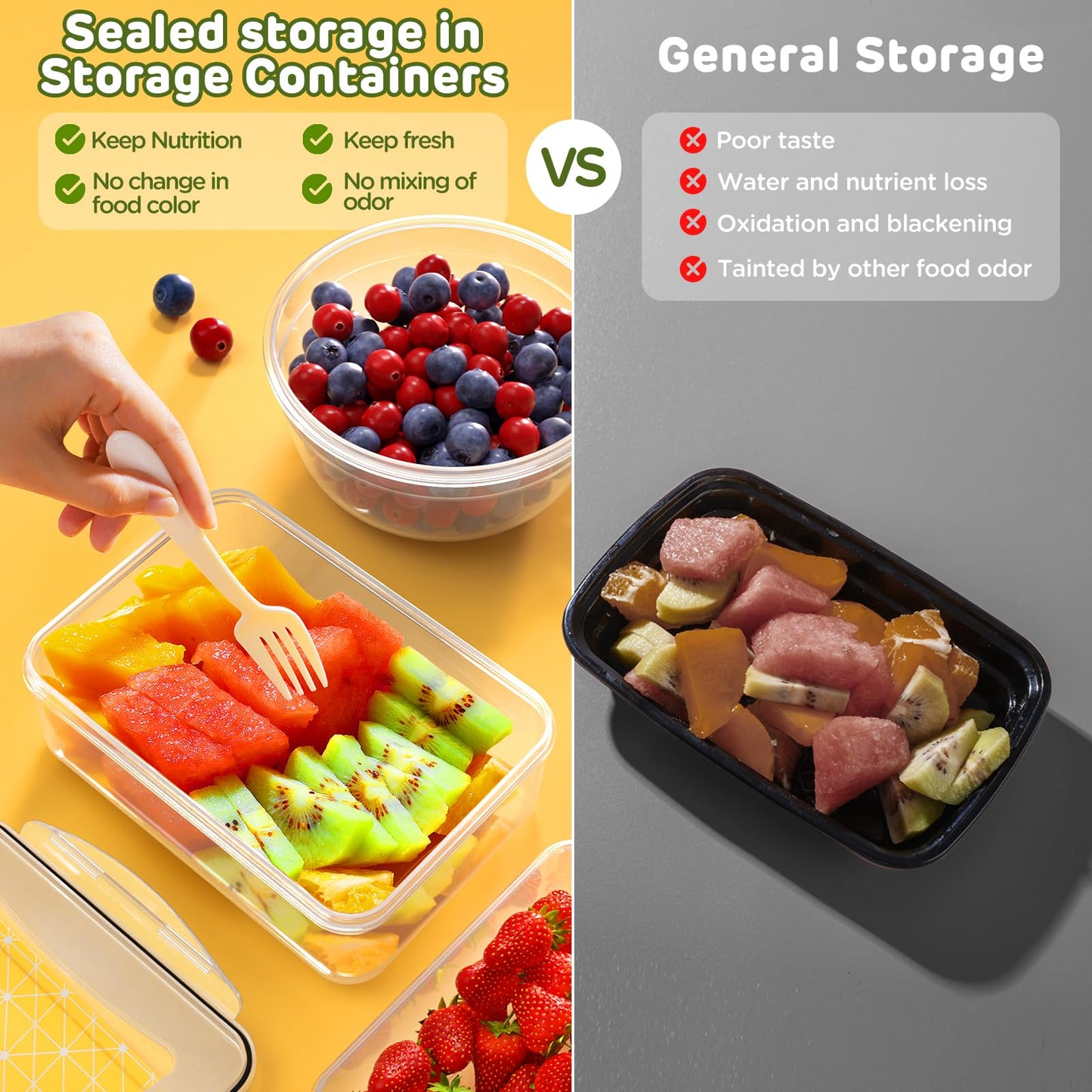 JSCARES 40 PCS Food Storage Containers with Lids Airtight (20 Lids &20 Containers) - Leakproof