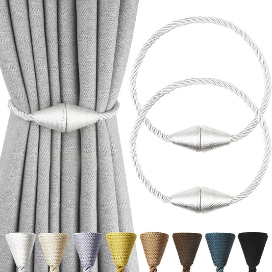 2 Pack Magnetic Curtain Tiebacks Rope Modern Handmade Curtain Tie Backs Decorative Drapes Weave
