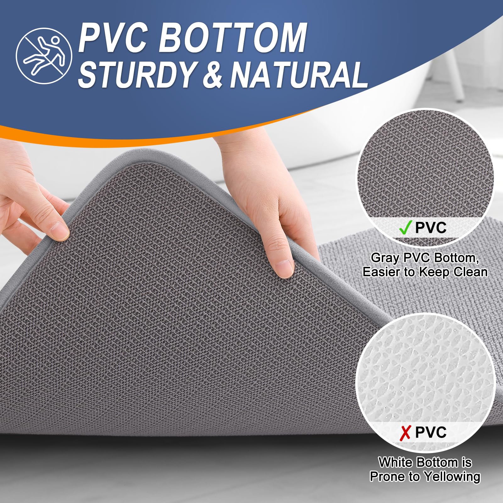 OLANLY Thick Memory Foam Bathroom Rugs 30x20, Soft Absorbent Bath Mat, Grey