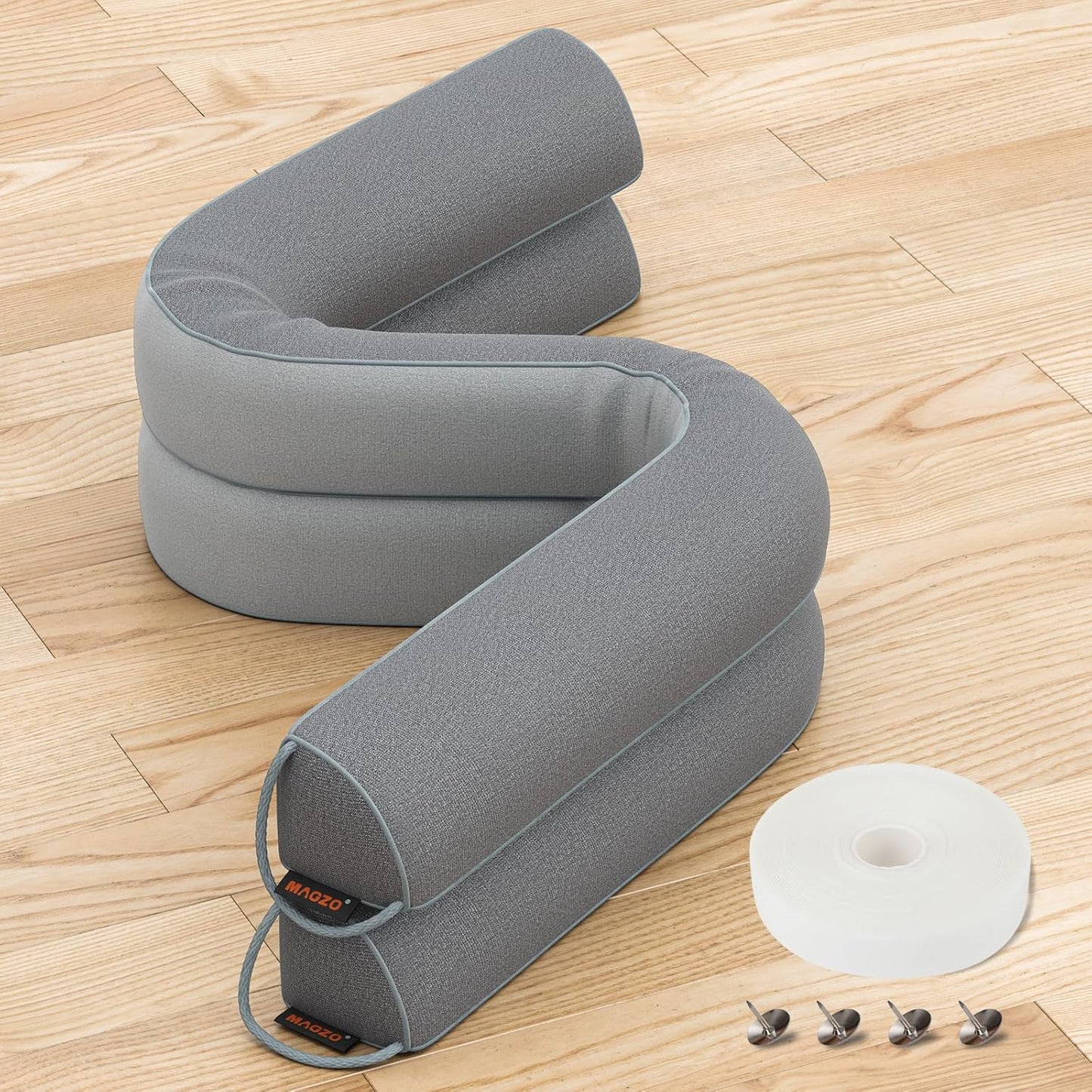 MAGZO Door Draft Stopper 36 Inches, 2 Pack Weighted Triangular Door Snake for Winter Noise Blocker with Hook Loops,Gray