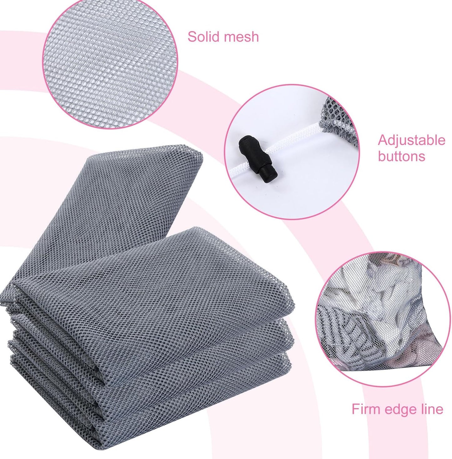 Berlune 30 Pack 24 x 36 Inches Large Mesh Bags for Laundry, Wash bags, Sturdy Mesh Material Closed with Drawstring, Factory, University, Dormitory, Travel and Apartment Dweller (Gray)